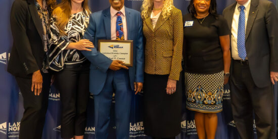 Michael Connor receives the Chamber’s Individual Diversity Award. From Left to Rights Davidson Commissioner Tracy Mattison Brandon, Lauren Ewald, Michael Connor, Abigail Jennings, Joni Davis, Bill Russell | Photo: John McHugh.

 